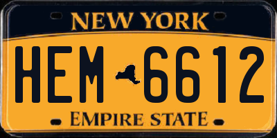 NY license plate HEM6612