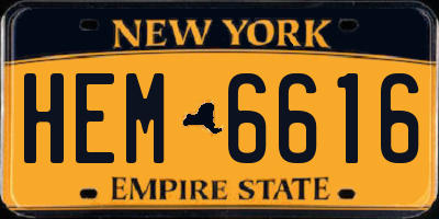 NY license plate HEM6616