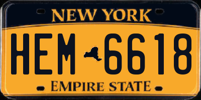 NY license plate HEM6618