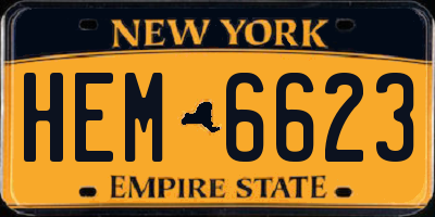 NY license plate HEM6623