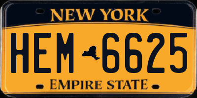 NY license plate HEM6625