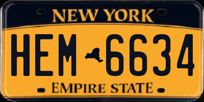 NY license plate HEM6634