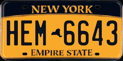 NY license plate HEM6643