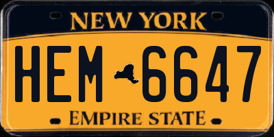 NY license plate HEM6647