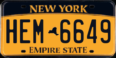 NY license plate HEM6649