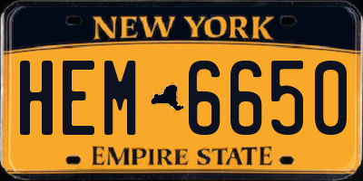NY license plate HEM6650