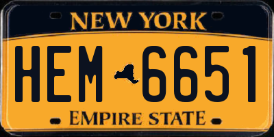 NY license plate HEM6651