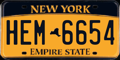 NY license plate HEM6654