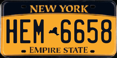 NY license plate HEM6658