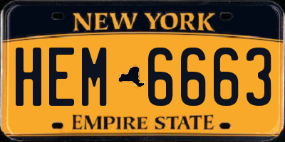 NY license plate HEM6663