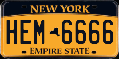 NY license plate HEM6666