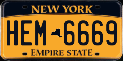 NY license plate HEM6669