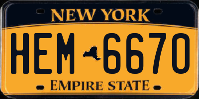 NY license plate HEM6670