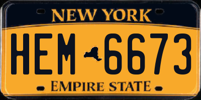 NY license plate HEM6673