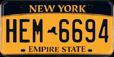 NY license plate HEM6694