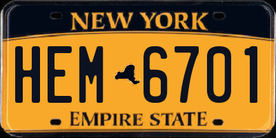 NY license plate HEM6701