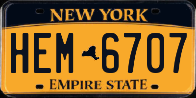 NY license plate HEM6707