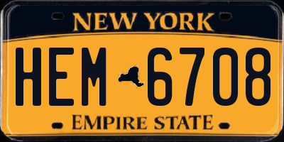NY license plate HEM6708
