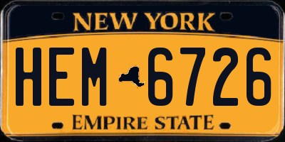 NY license plate HEM6726