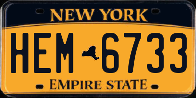NY license plate HEM6733