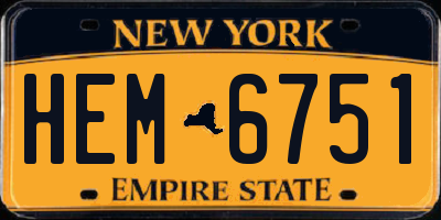 NY license plate HEM6751
