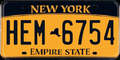 NY license plate HEM6754