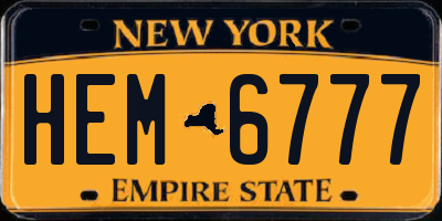 NY license plate HEM6777