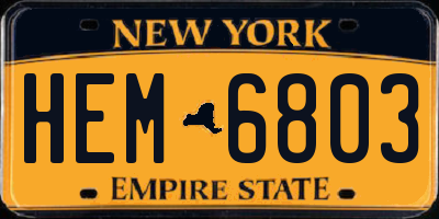 NY license plate HEM6803