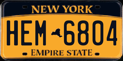 NY license plate HEM6804