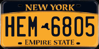 NY license plate HEM6805