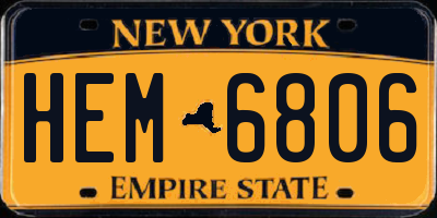 NY license plate HEM6806