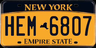 NY license plate HEM6807