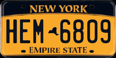 NY license plate HEM6809