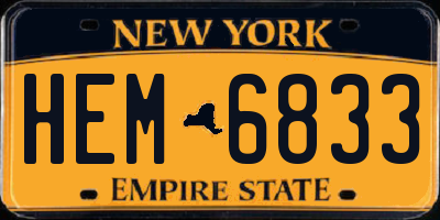 NY license plate HEM6833