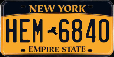 NY license plate HEM6840