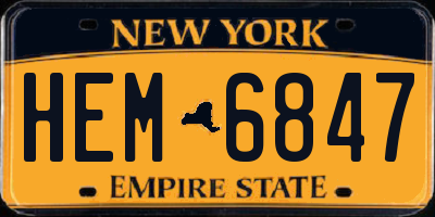 NY license plate HEM6847
