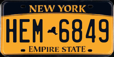 NY license plate HEM6849
