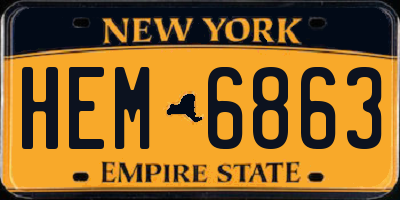 NY license plate HEM6863