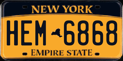 NY license plate HEM6868