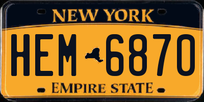 NY license plate HEM6870