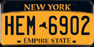NY license plate HEM6902