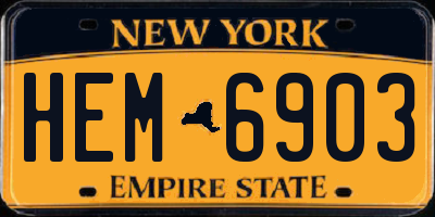 NY license plate HEM6903