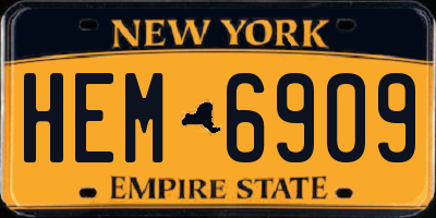 NY license plate HEM6909