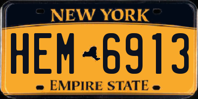 NY license plate HEM6913