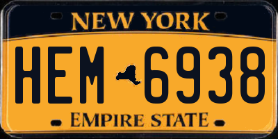 NY license plate HEM6938