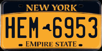 NY license plate HEM6953