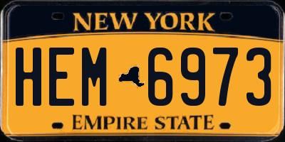 NY license plate HEM6973