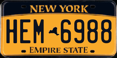 NY license plate HEM6988