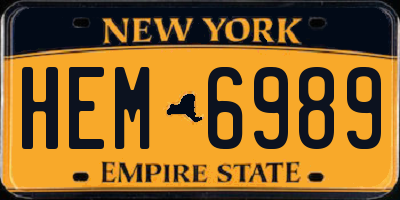 NY license plate HEM6989