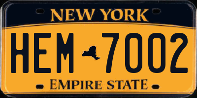 NY license plate HEM7002